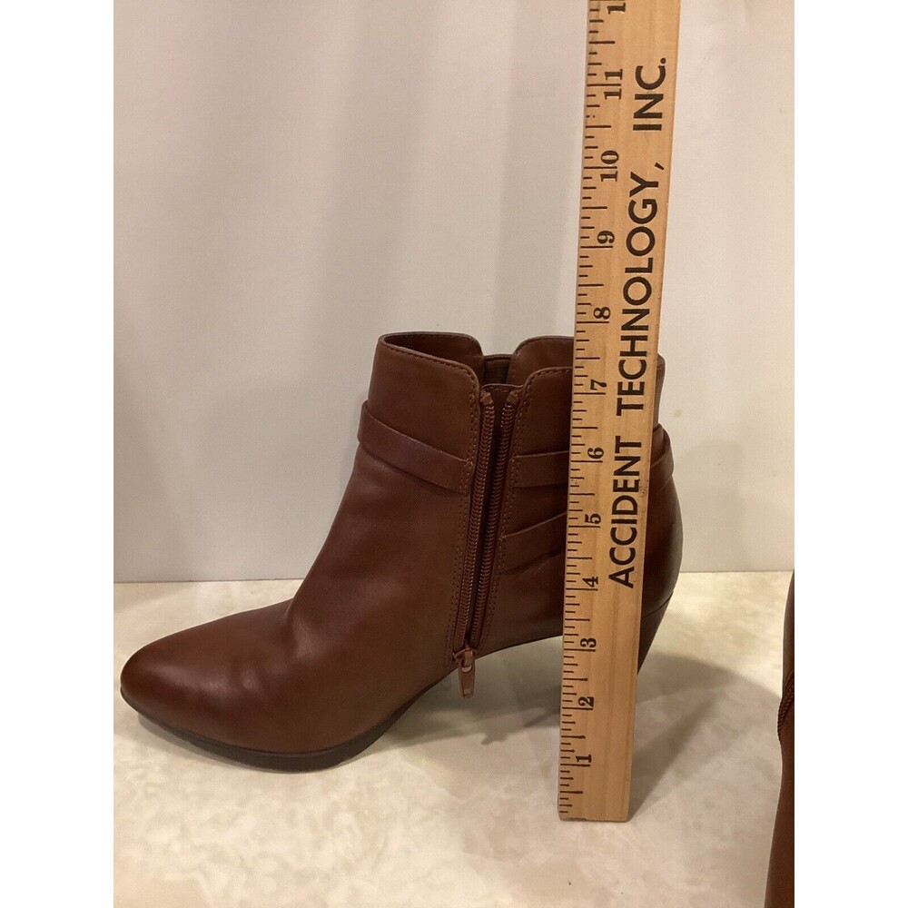 Anne Klein Chelsey Ankle Congac Brown Leather Boots 8.5M - Picture 14 of 15
